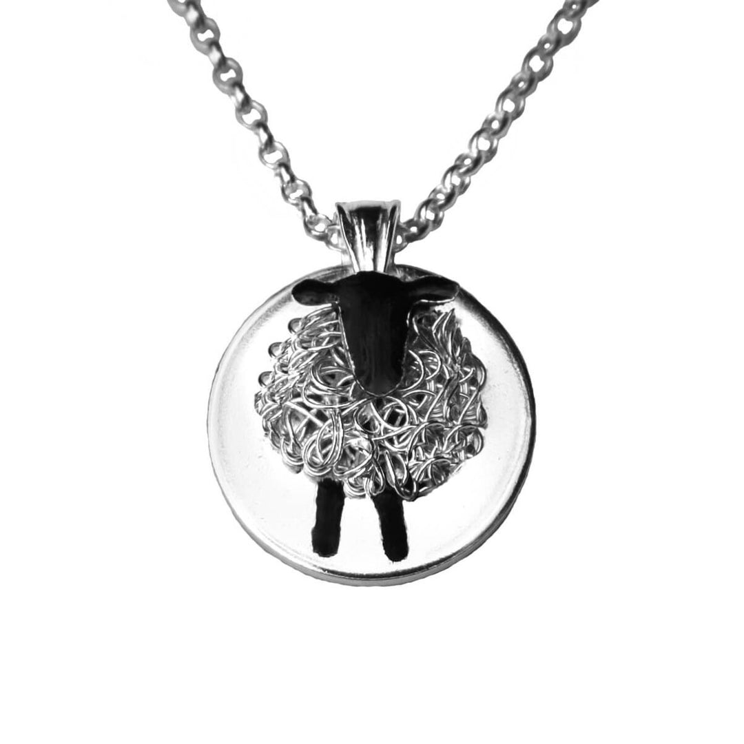 Silver sheep pendant necklace