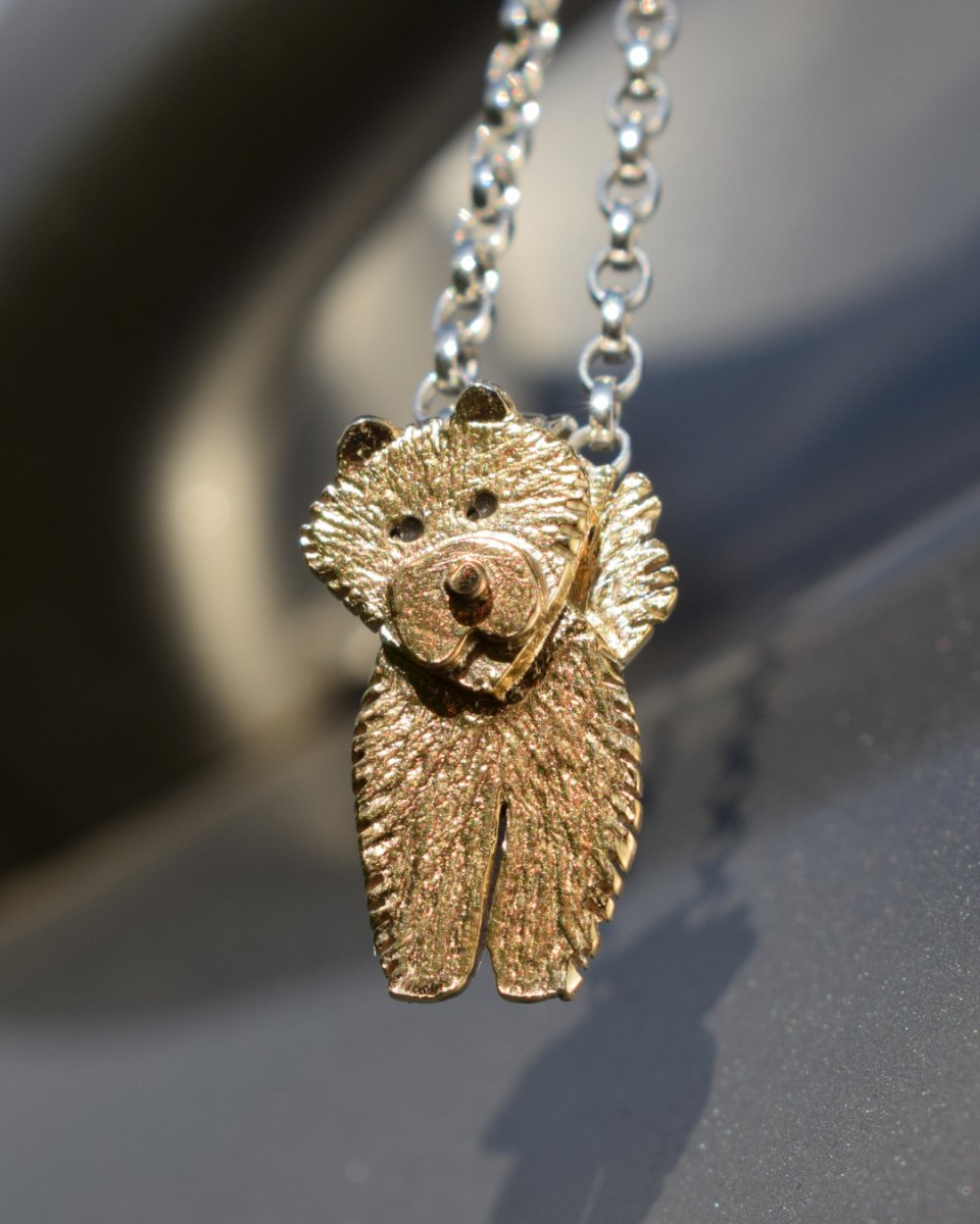 pet memorial, chow chow necklace, gold dog necklace