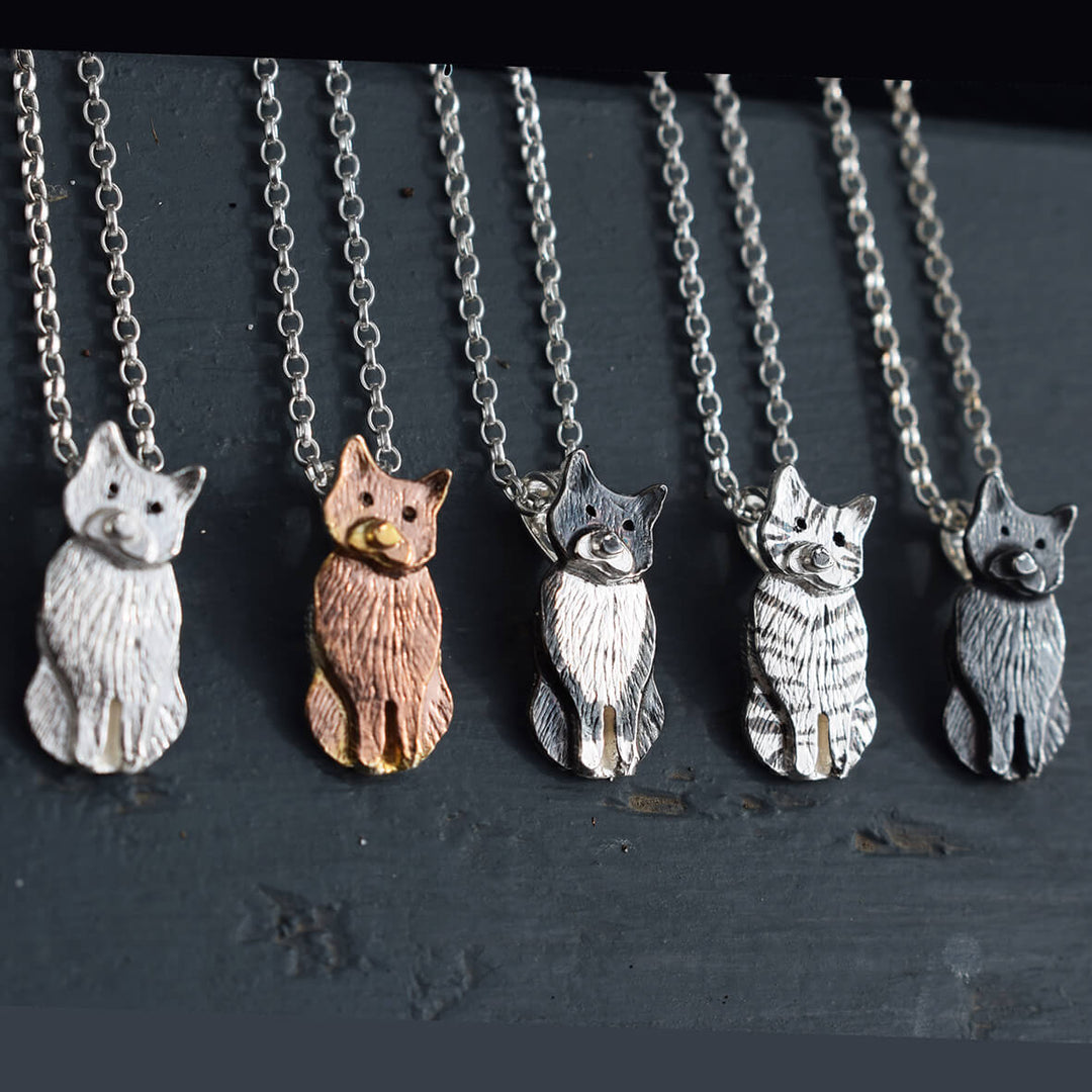 silver cat necklaces, cat jewellery, cat gift for woman