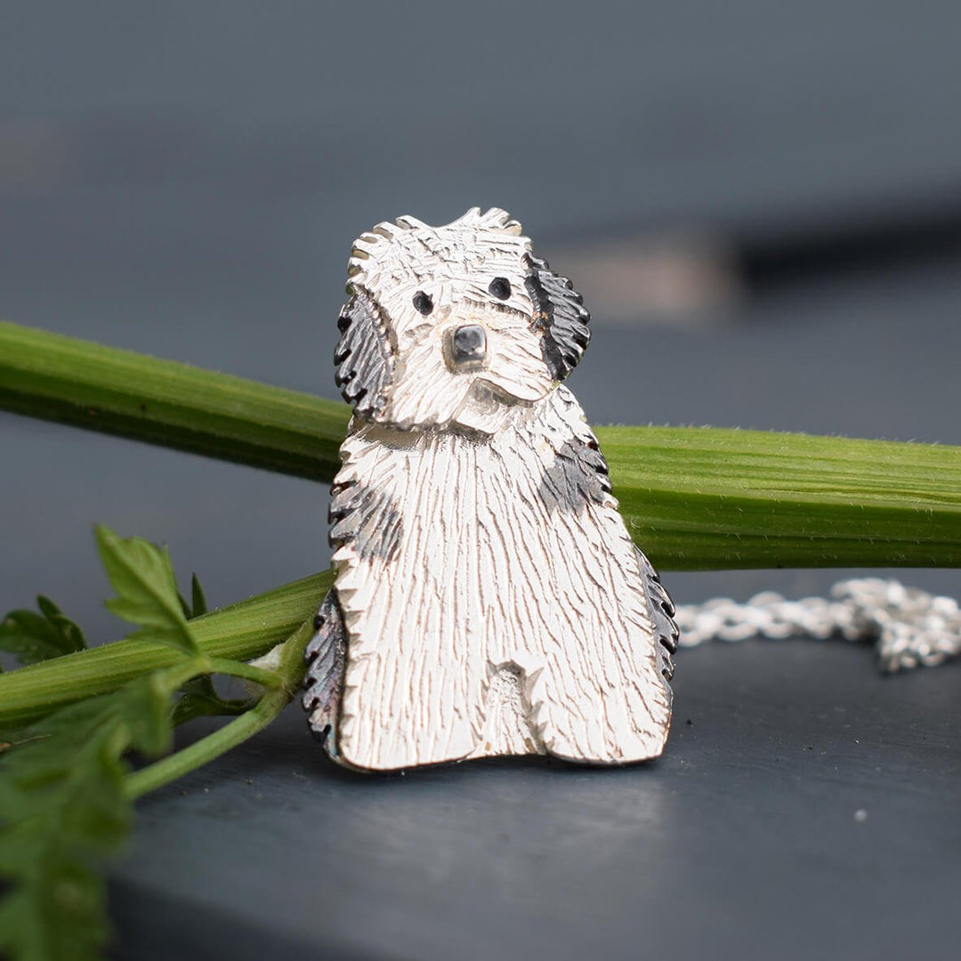 silver old english sheepdog necklace, dog jewellery, gift for dog lover