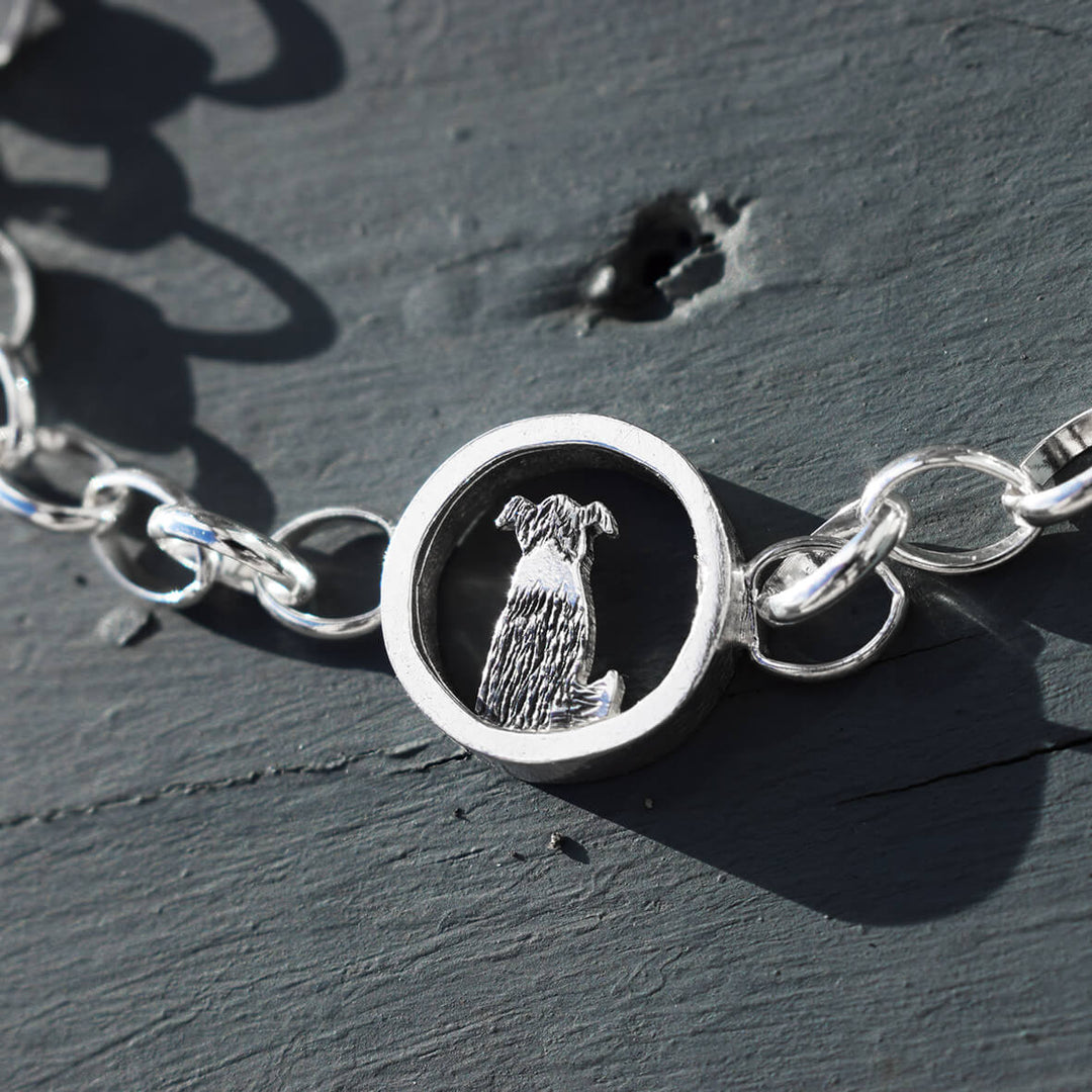 Silver Border Collie Bracelet: Quality Sheepdog Gift