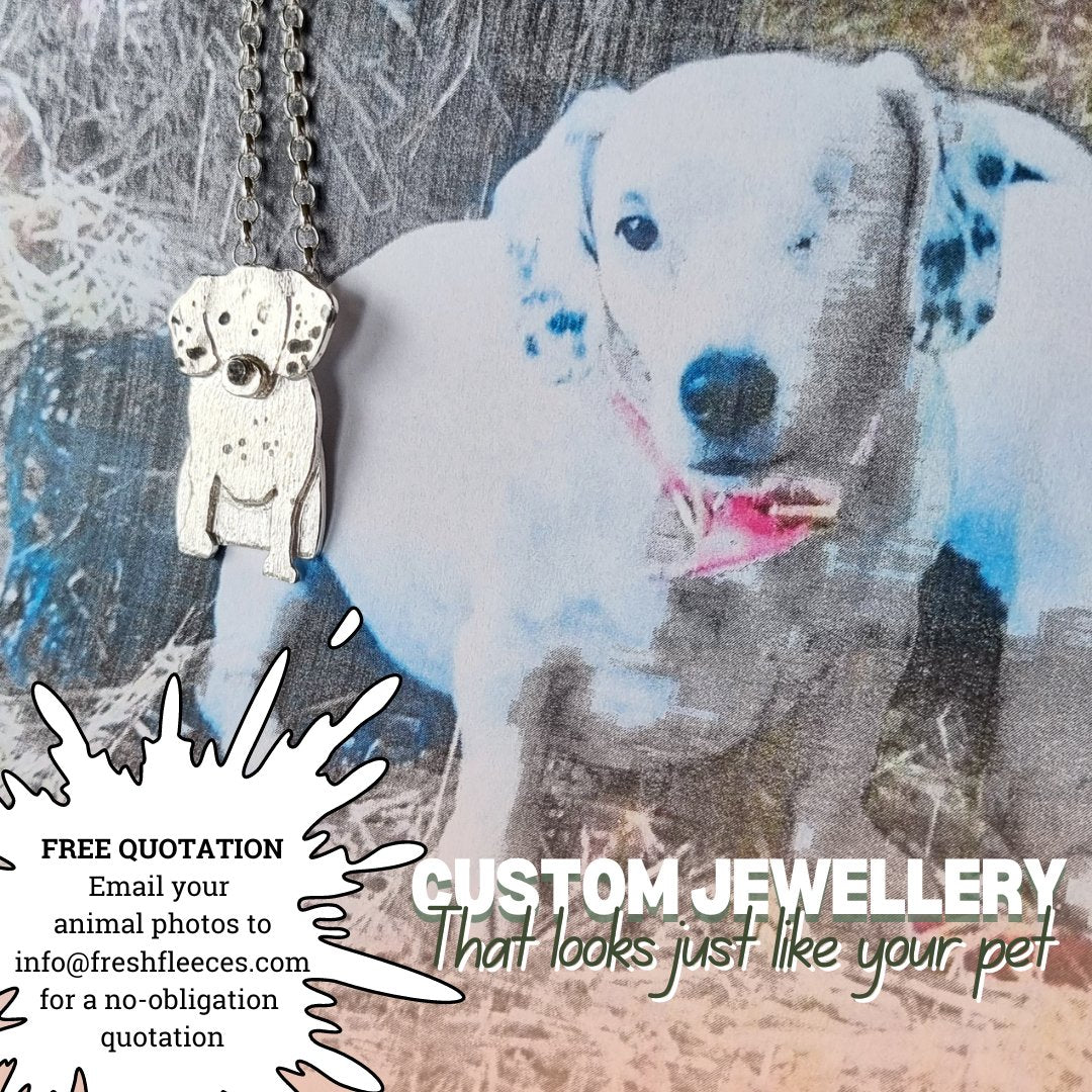 custom pet jewellery, custom anumail jewellery, pet memorial jewellery, pet memorials, jewellery that looks like my dog