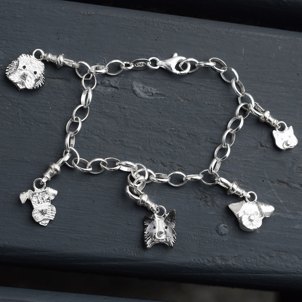 silver cat charm, cat bracelet, cat charm bracelet, cat jewellery, cat charm, gifts for cat lobvers, cat gift for woman, quality cat present, dog charms, cat charms