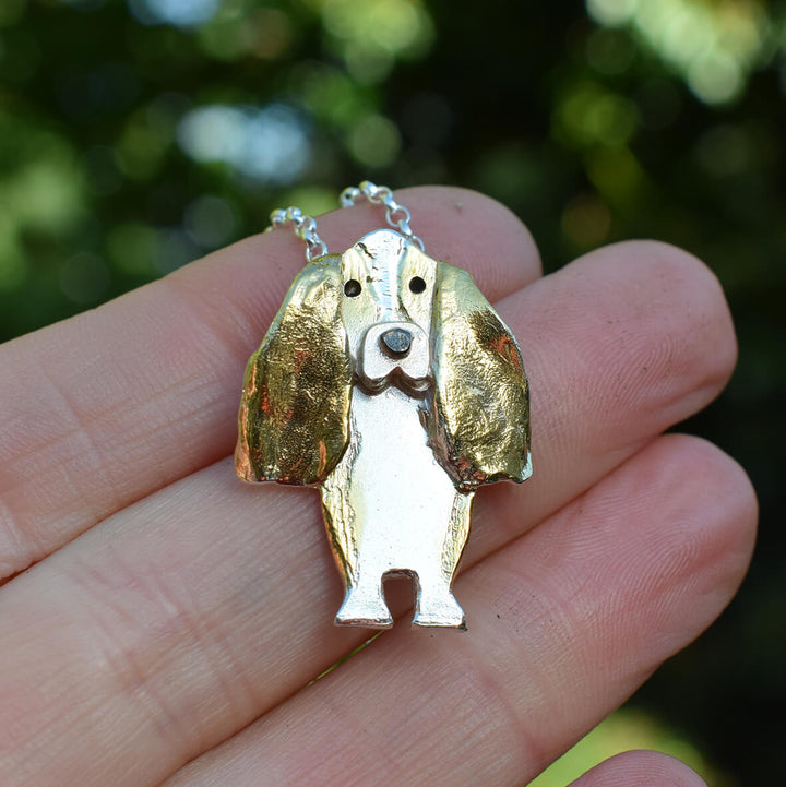 gold Basset Hound, Basset Hound necklace, Basset Hound gift, Basset Hound jewellery, gift for Basset Hound lover, gold Basset Hound