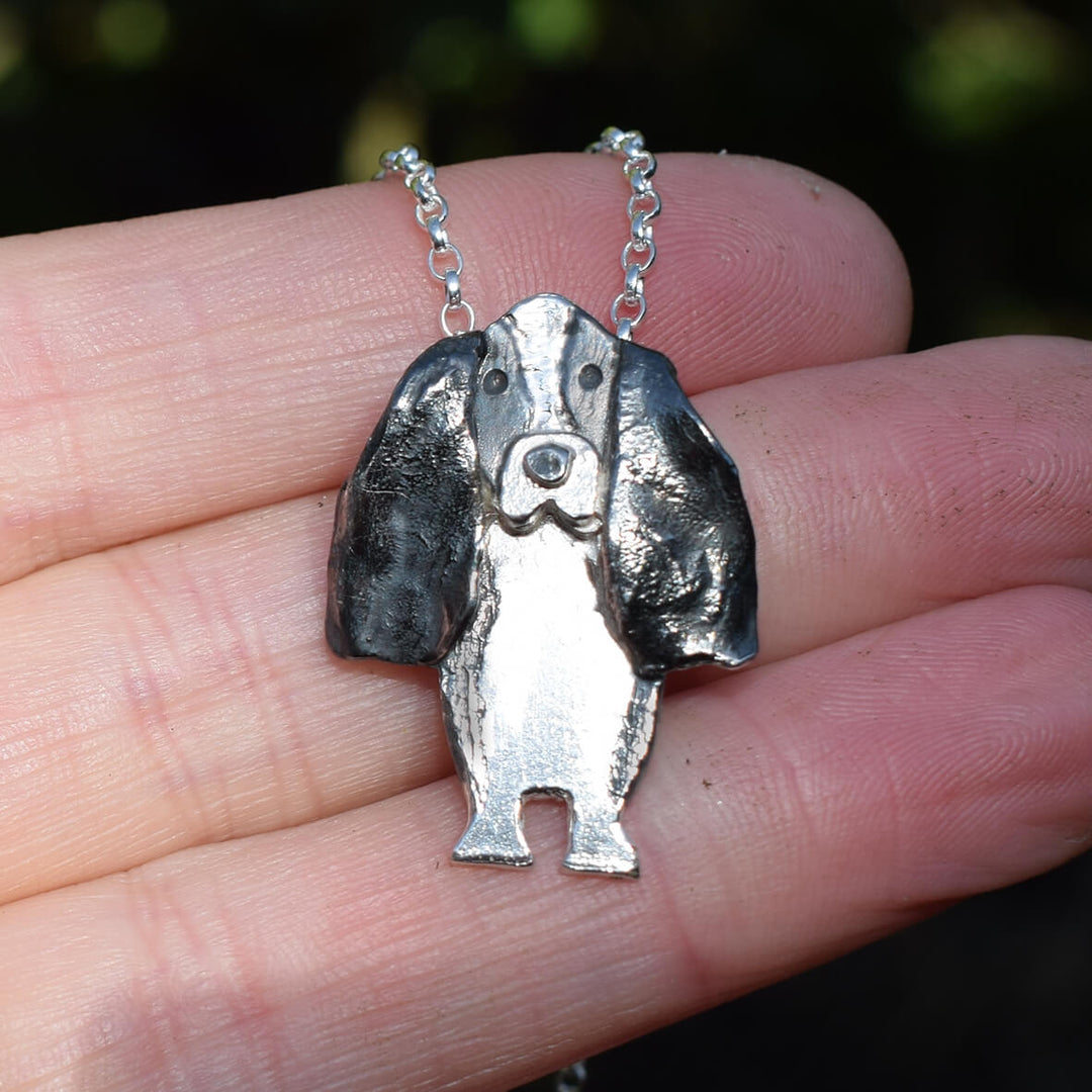 Basset Hound necklace, Basset Hound jewellery, Basset Hound gift for woman, silver dog breed necklace, handmade dog jewellery, Basset Hound present for mum