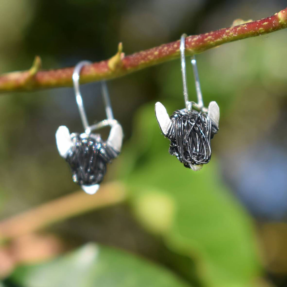 Black Highland Cow earrings, Black bull earrings