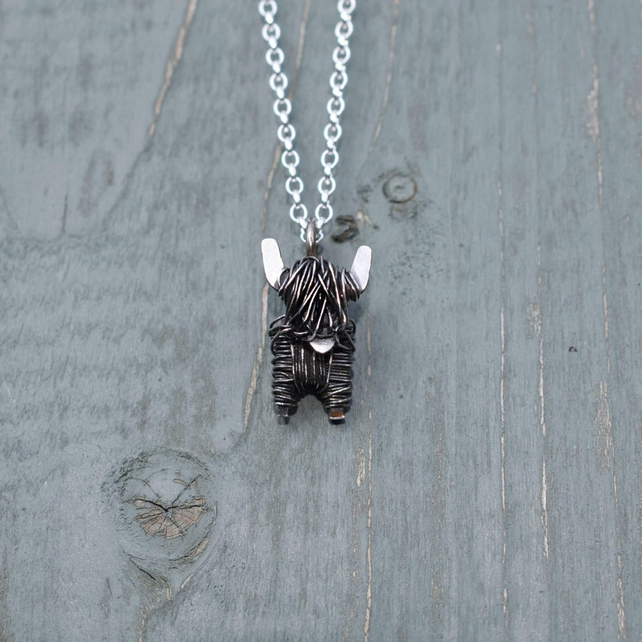 Black highland cow necklace, highland cow present for her, highland cow jewellery