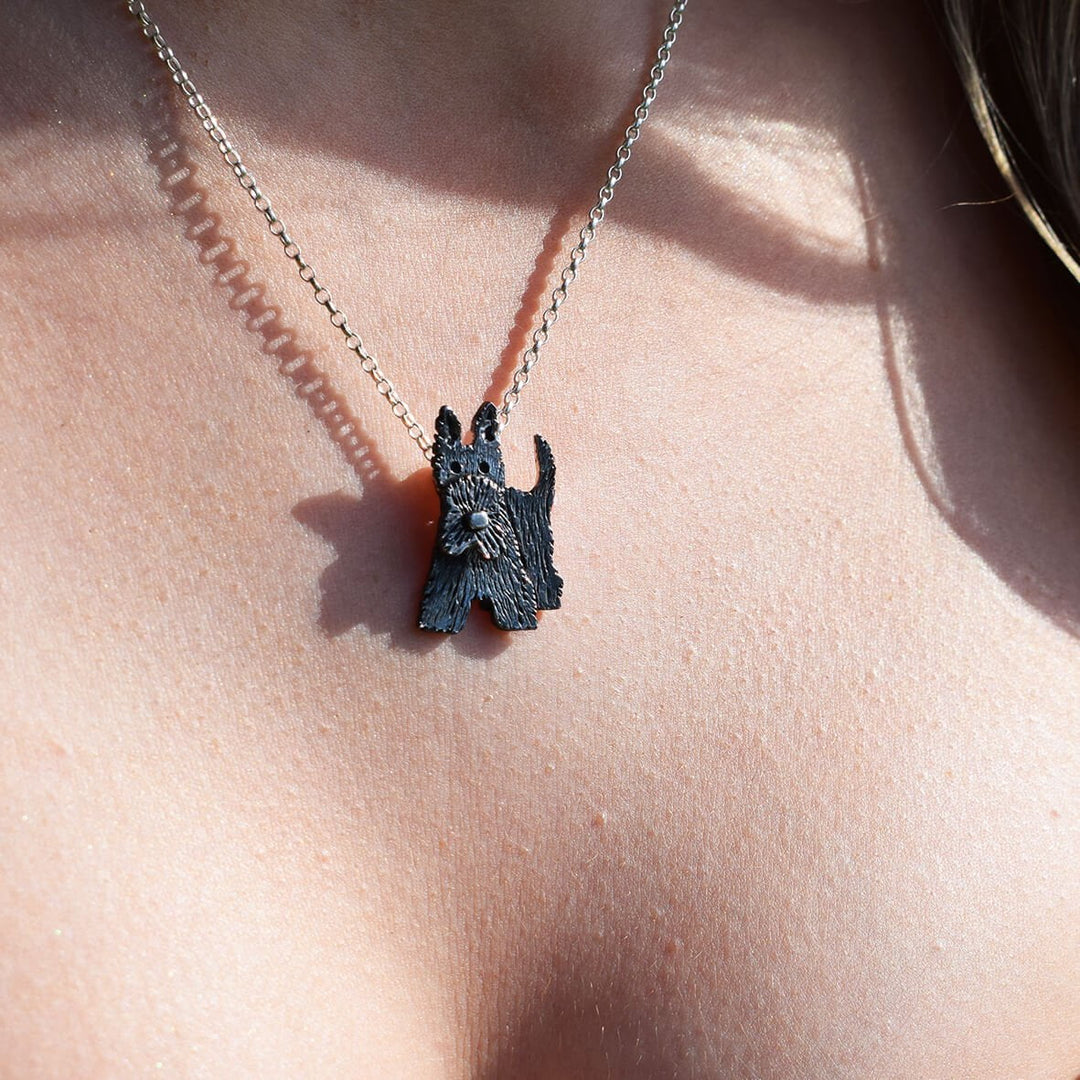 scottie dog necklace, scottish terrier necklace, scottie dog jewellery, scotty dog jewellery, scottie dog gift for her, black dog necklace, black scottie dog gift, black scottie dog present, scottish terrier memorial jewellery, dog loss present