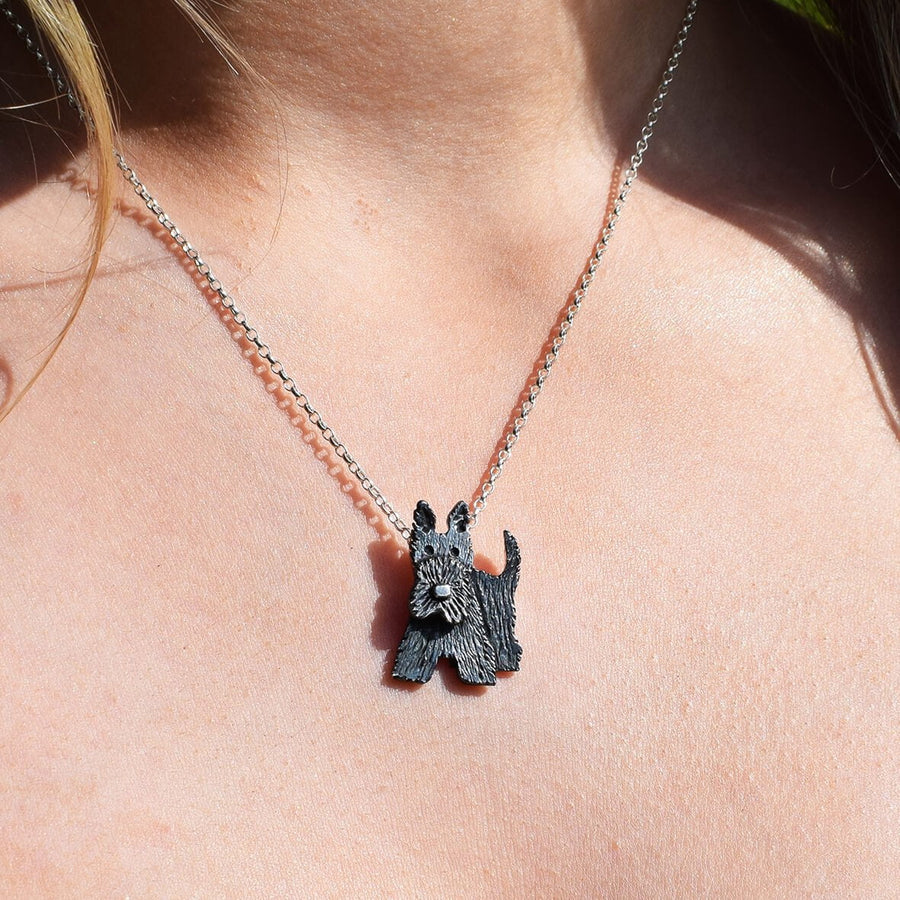 scottie dog necklace, scottish terrier necklace, scottie dog jewellery, scotty dog jewellery, scottie dog gift for her, black dog necklace, black scottie dog gift, black scottie dog present, scottish terrier memorial jewellery, dog loss present