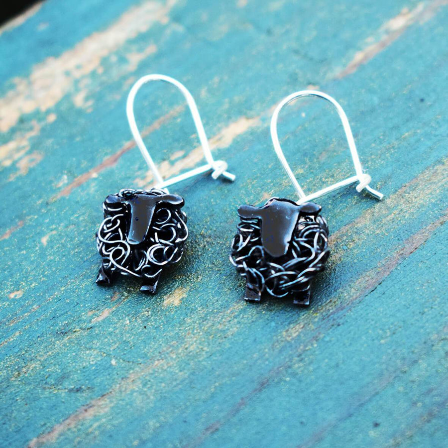 black sheep drop earrings, black sheep earrings, black sheep jewellery, black sheep gift for woman