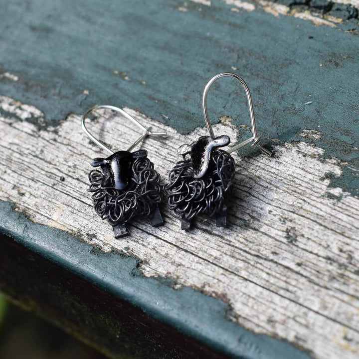 black sheep earrings, black sheep jewelry, black sheep jewellery, present for black sheep,  black earrings, black silver earrings, oxidised silver earrings, gift for daughter, countryside earrings, animal earrings