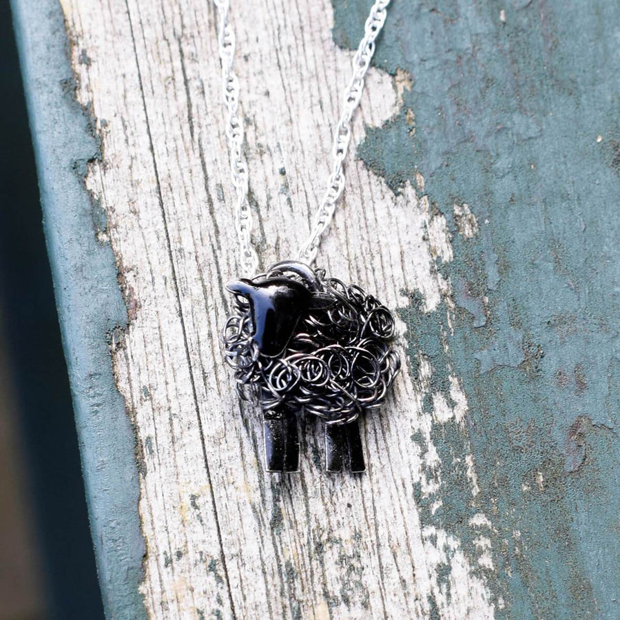 black sheep necklace. sheep necklace, suffolk sheep necklace, black sheep jewellery, black sheep gift, black sheep present, gift for black sheep of the family