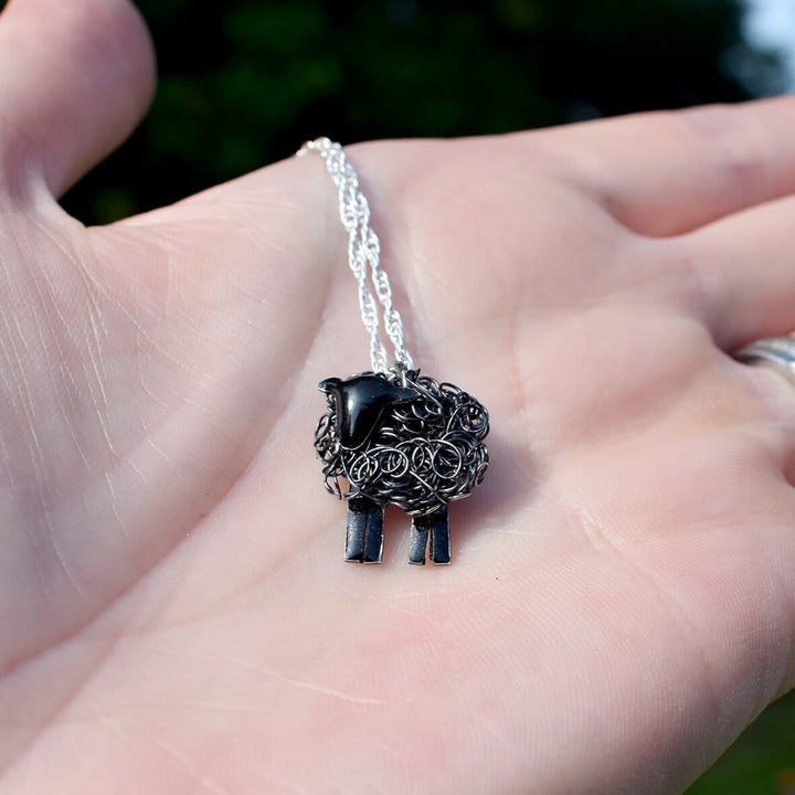 black sheep necklace, black sheep jewellery, black sheep necklace, handmade sheep, sheep jewellery, present for black sheep, statement jewellery, black necklace