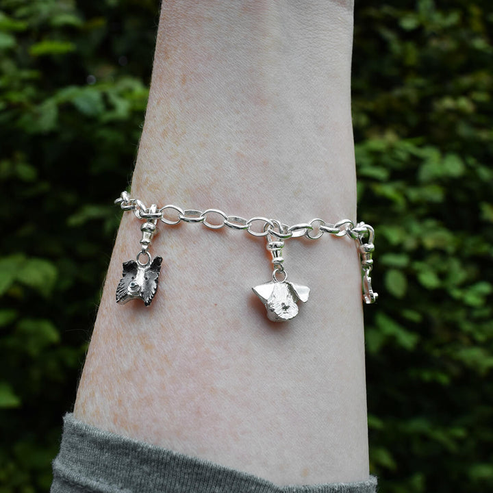 Border Collie charm, Border Collie bracelet, silver dog charm, dog bracelet, Border Collie gift for women, quality Border Collie jewellery, silver dog jewellery, Border Collie present for wife, farm dog gift, sheepdog charm, sheepdog bracelet