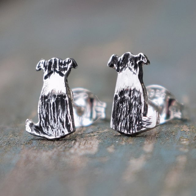 border collie earrings, border collie studs, silver dog earrings, sheepdog earrings, gift for shepherdess, gift for sheep farmer, present for dog lover