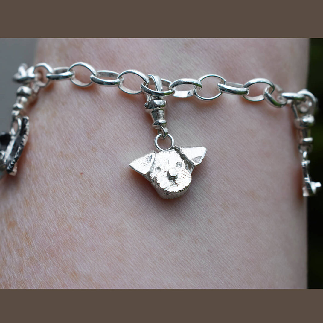 Border Terrier charm, Border Terrier bracelet, Border Terrier charm bracelet, silver dog charm, dog charm bracelet, Border Terrier gift for her, Border Terrier memorial, gift for dog lover