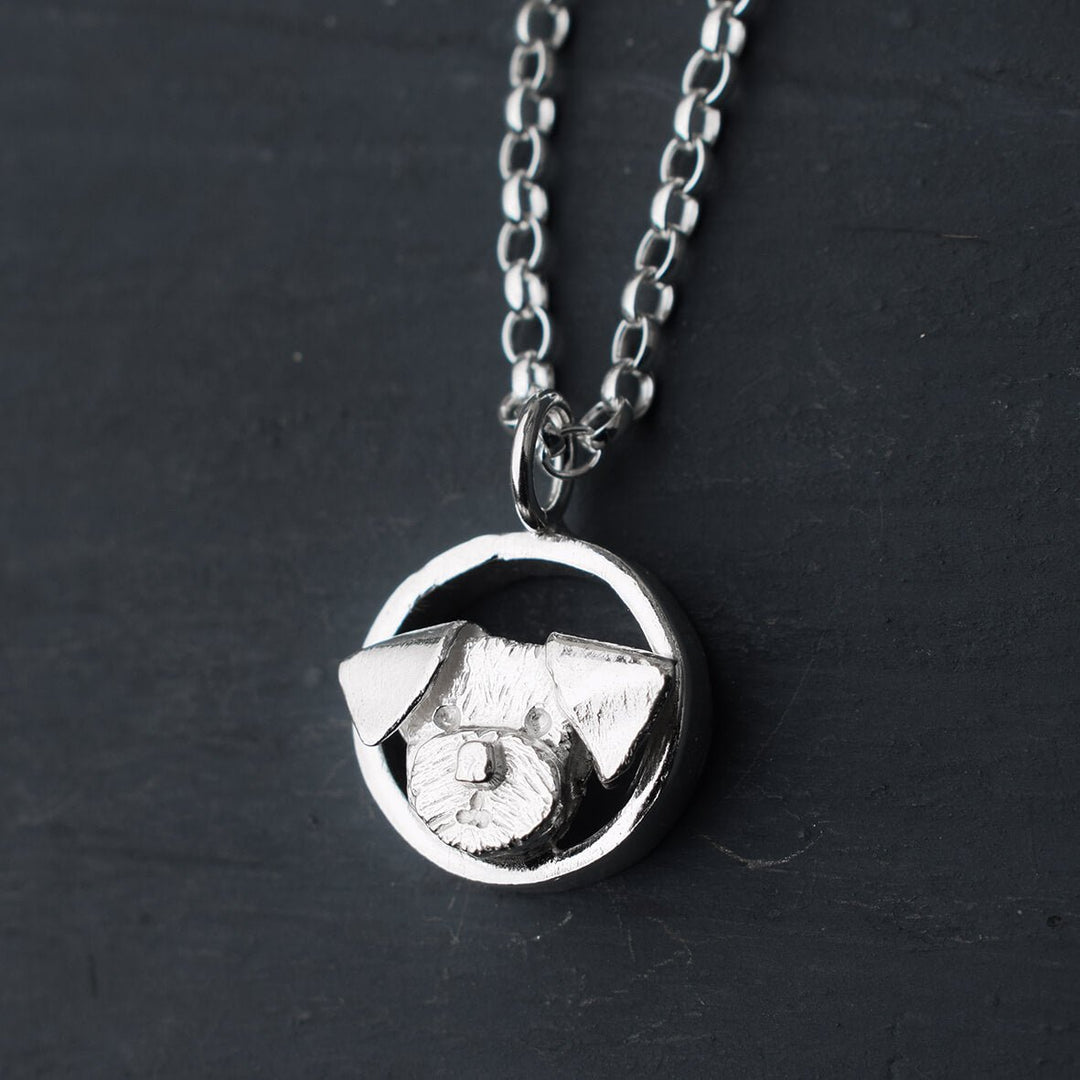 silver border terrier pendant, border terrier necklace, border terrier jewellery, border terrier gift for woman, border terrier present for wife, border terrier quality gift, border terrier birthday present