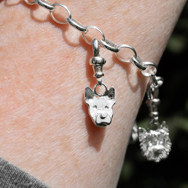 Boston Terrier charm, Boston Terrier bracelet, Boston Terrier gift, silver dog charm, silver dog bracelet, silver dog gift