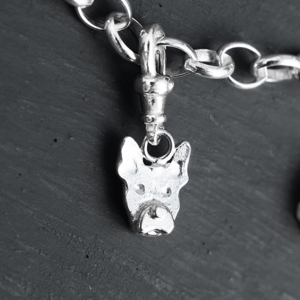 Boston Terrier charm, Boston Terrier bracelet, Boston Terrier gift, silver dog charm, silver dog bracelet, silver dog gift