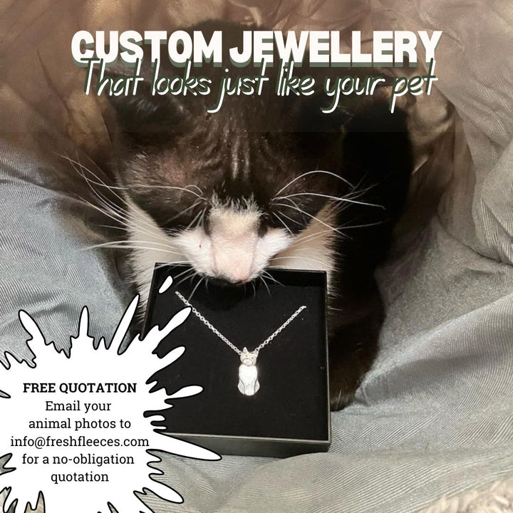 custom pet jewellery, custom anumail jewellery, pet memorial jewellery, pet memorials, jewellery that looks like my cat