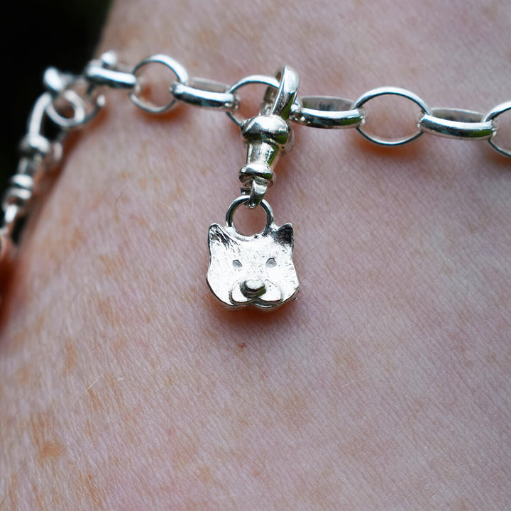 silver cat charm, cat bracelet, cat charm bracelet, cat jewellery, cat charm, gifts for cat lobvers, cat gift for woman, quality cat present