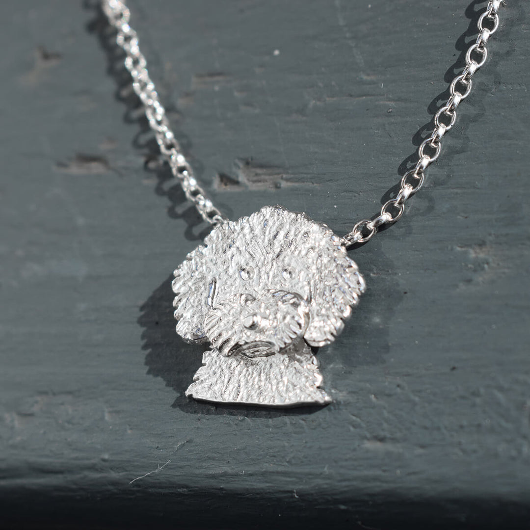 silver cavapoo necklace, silver dog necklace, cavapoo gift for woman, cavapoo owner