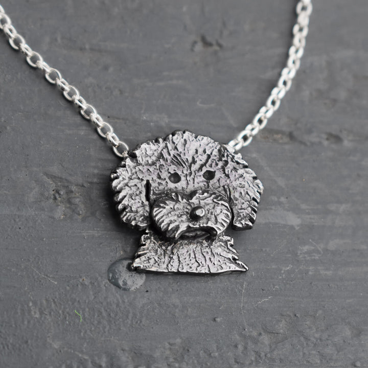 black cavapoo necklace, black dog necklace, cavapoo gift for woman, cavapoo owner