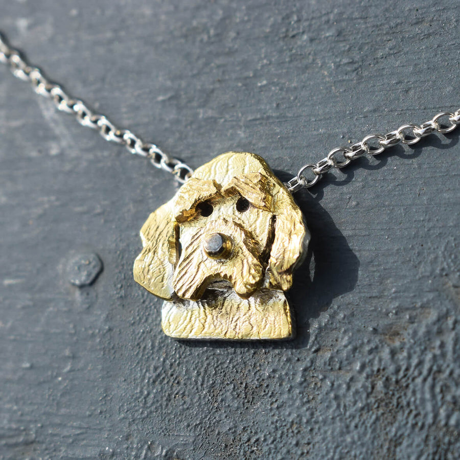 gold cockapoo necklace, gold dog jewellery, cockapoo gift for woman, dog lover present