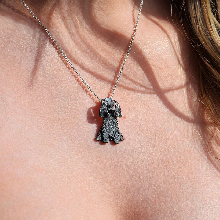 black cocker spaniel necklace, cocker spaniel necklace, spaniel necklace, spaniel jewellery, black dog necklace, black dog gift, cocker spaniel gift for her, cocker spaniel present for woman