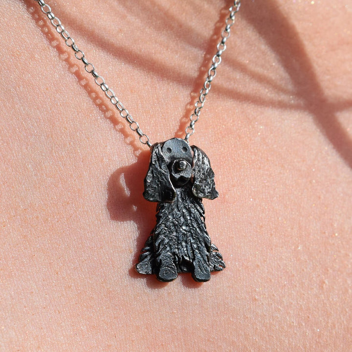 black cocker spaniel necklace, cocker spaniel necklace, spaniel necklace, spaniel jewellery, black dog necklace, black dog gift, cocker spaniel gift for her, cocker spaniel present for woman