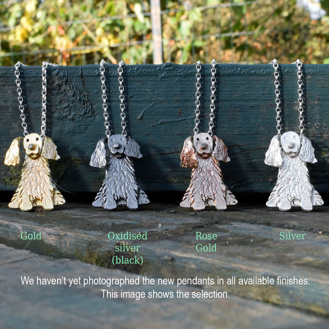 silver cocker spaniel necklace, working cocker spaniel necklace, cocker spaniel jewellery, silver dog jewellery, silver dog pendant, silver dog necklace, quality dog gifts for her