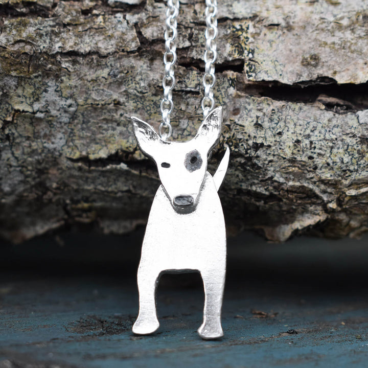 English Bull Terrier Necklace, Silver Dog Necklace, Bull Terrier Jewellery, English Bull Terrier Necklace Gift for Her, Dog Jewellery, Dog