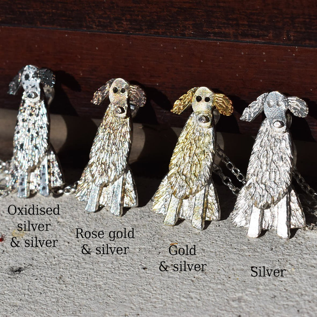 english setter brooch, dog brooch, dog pin, silver dog jewellery, dog breed gift, english setter gift for her, unusual english setter present, english setter christmas present ideas