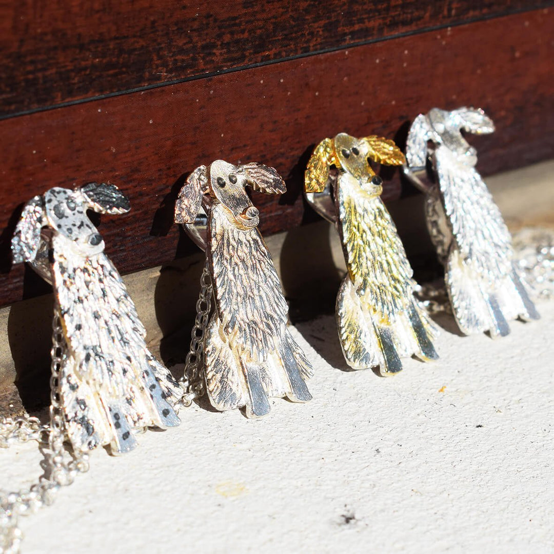 english setter brooch, dog brooch, dog pin, silver dog jewellery, dog breed gift, english setter gift for her, unusual english setter present, english setter christmas present ideas