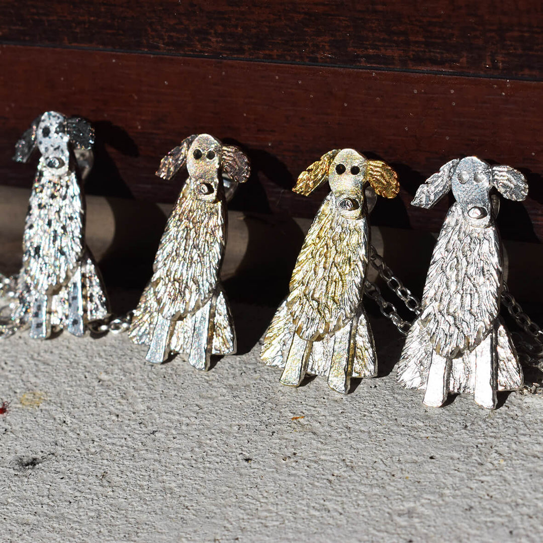 english setter brooch, dog brooch, dog pin, silver dog jewellery, dog breed gift, english setter gift for her, unusual english setter present, english setter christmas present ideas