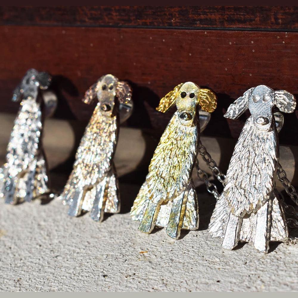 english setter brooch, dog brooch, dog pin, silver dog jewellery, dog breed gift, english setter gift for her, unusual english setter present, english setter christmas present ideas