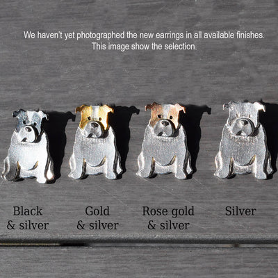 english bulldog earrings, silver bulldog earrings, silver dog stud earrings, english bulldog gift for her, english bulldog jewellery, english bulldog memorial