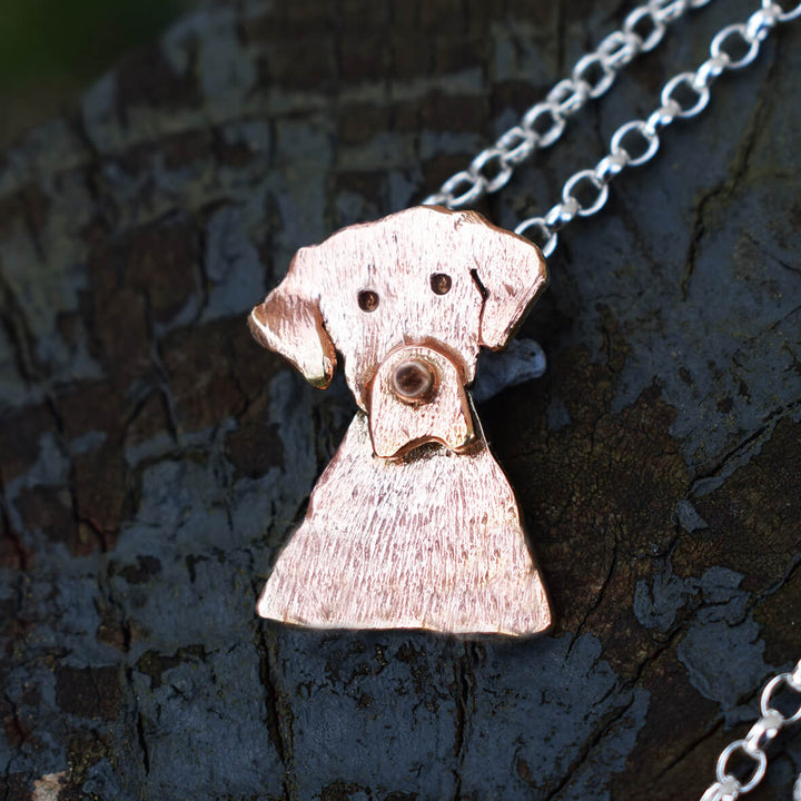 rose gold labrador necklace, fox red labrador necklace, labrador pendant, labrador jewellery, labrador gift for woman, rose gold dog necklace, dog jewellery for humans, fox red labrador gift for wife, labrador present for woman