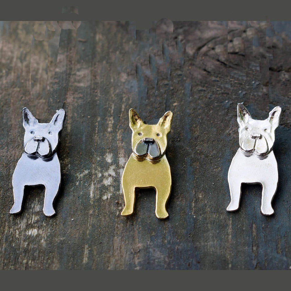 french bulldog brooch, frenchie brooch, french bulldog gift for wife, bulldog brooch, silver dog brooch