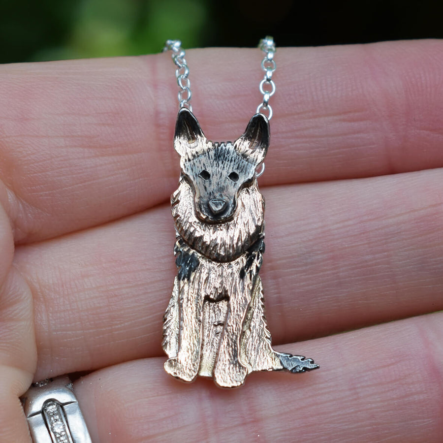 rose gold German Shepherd necklace, German Shepherd necklace, German Shepherd pendant, German Shepherd jewellery