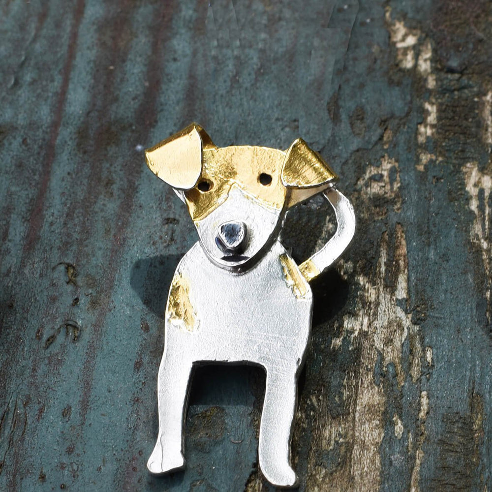 gold jack russell brooch, dog brooch, animal brooch, gift for jack russell lover, present for jack russell owner