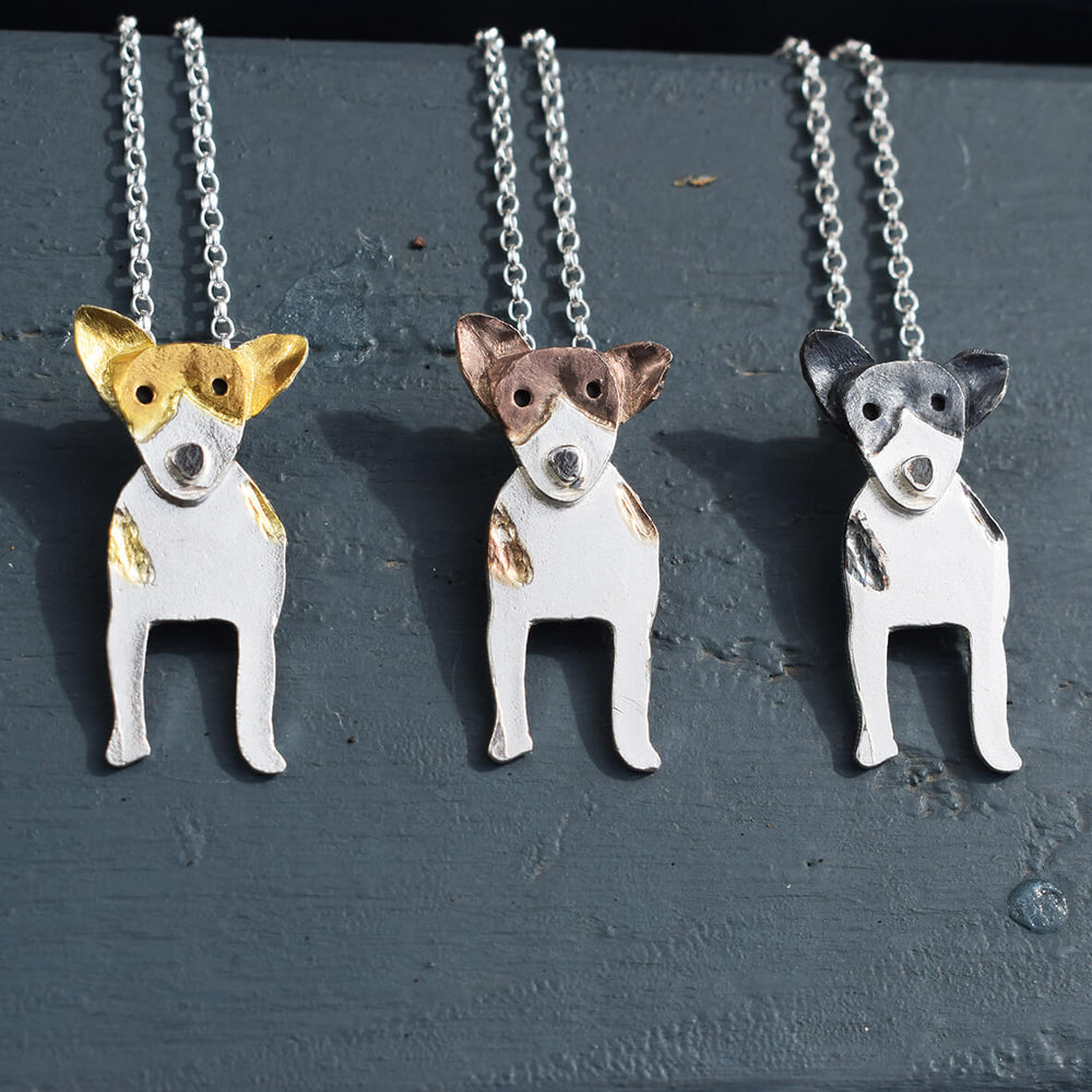 rose gold and silver jack russell terrier necklace, jack russell necklace, silver dog necklace, gift for jack russell owner, jack russell present for woman, jack russell gift for her, silver jack russell, jack russell jewellery, silver dog jewellery