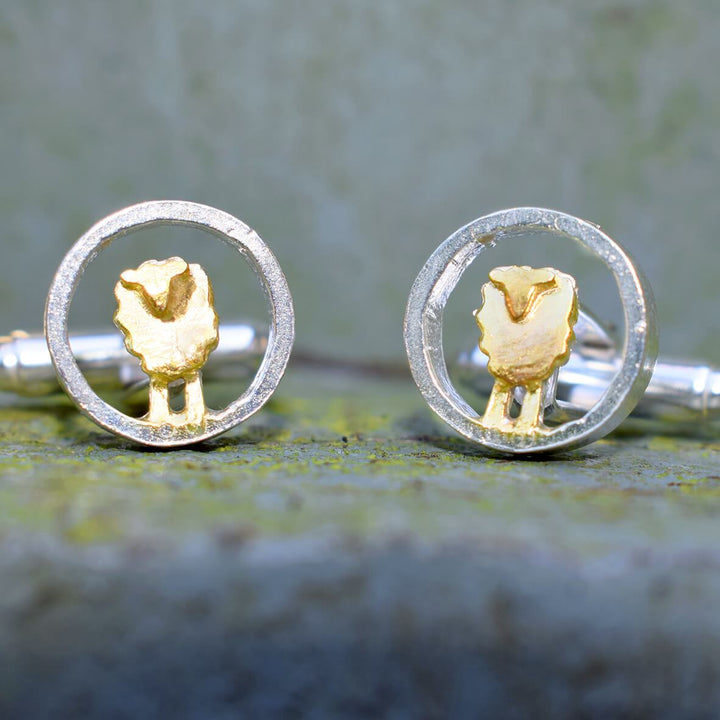 gold and silver sheep cufflinks, sheep cufflinks, sheep present for farmer, sheep gift for husband