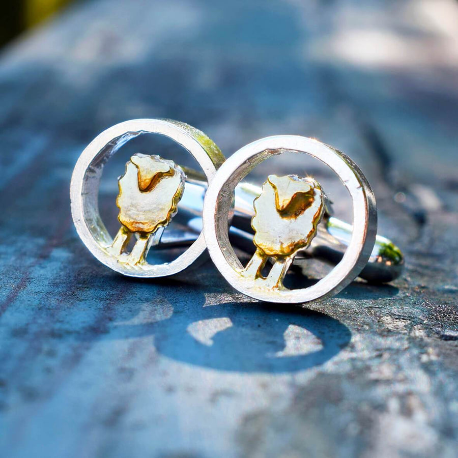 gold sheep cufflinks, gold sheep jewellery for man, cufflinks for farmer, agricultural cufflinks, silver sheep cufflinks