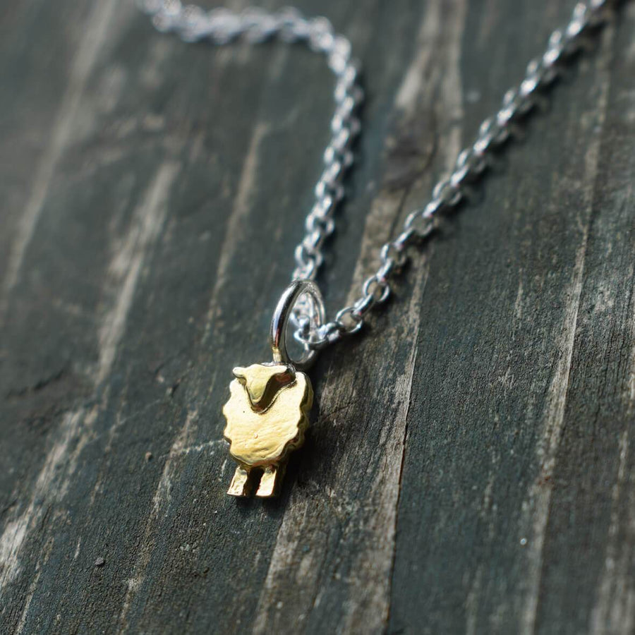 gold sheep necklace, gold sheep pendant, tiny sheep jewellery, wee sheep jewellery, tiny jewellery for woman, farm jewellery, gift for female farmer, sheep farm gift