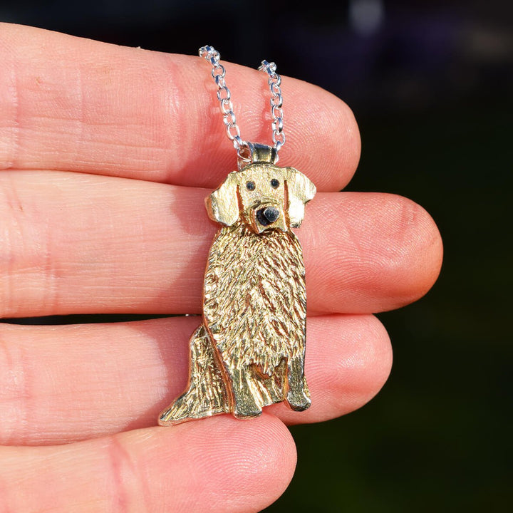 gold Golden Retriever necklace, gold Golden Retriever pendant, gold Golden Retriever jewellery, gold Golden Retriever gift, Golden Retriever necklace