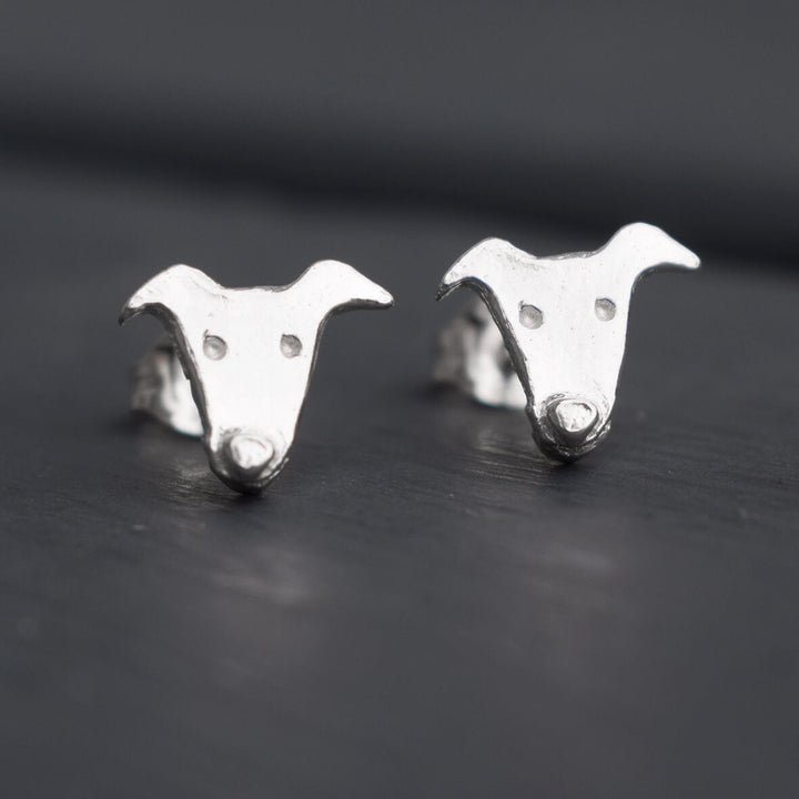 greyhound earrings, silver greyhound earrings, greyhound stud earrings, silver dog earrings, greyhound jewellery, greyhound gift for woman, greyhound present for her, greyhound birthday present, quality greyhound gift