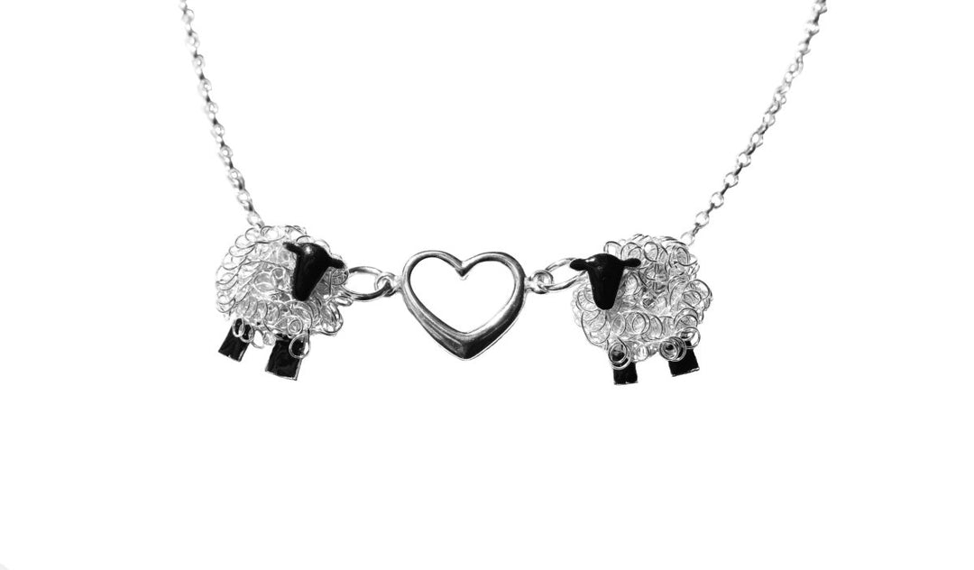 Silver sheep necklace, I love Ewe sheep gift