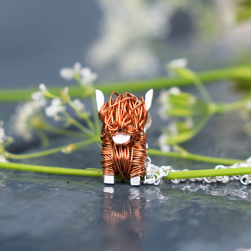 highland cow necklace, highland cow pendant, highland cow jewellery, cow necklace, heilan cow jewellery, scottish necklace, scottish jewellery, heilan cow present for woman
