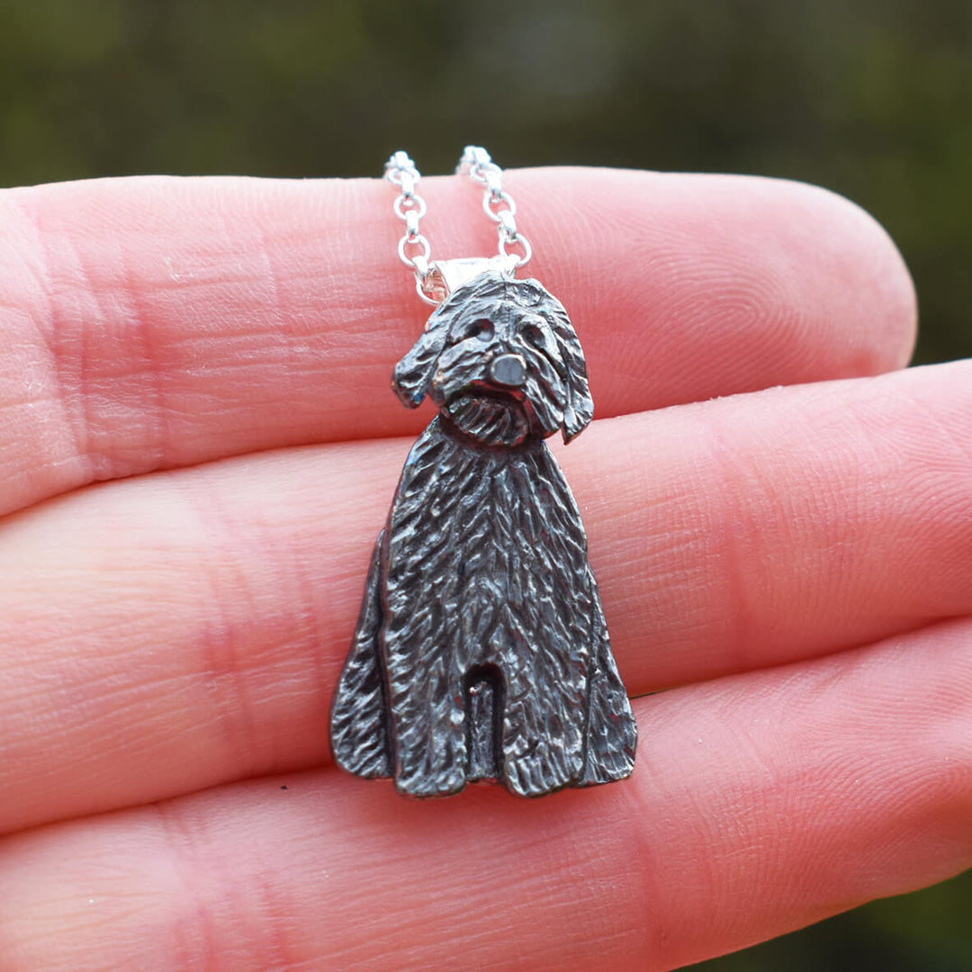 black Labradoodle necklace, black Labradoodle jewellery, black Labradoodle gift, black Labradoodle pendant, dog necklace, dog breed jewellery